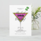 Roze Martini Olive Glam Cocktail Verjaardagsfeestj Kaart (Staand voorkant)