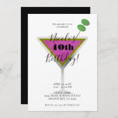 Roze Martini Olive Glam Cocktail Verjaardagsfeestj Kaart (Voorkant / Achterkant)