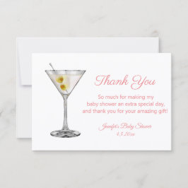 roze martini schrift meisje baby shower bedankt ka notitiekaartje