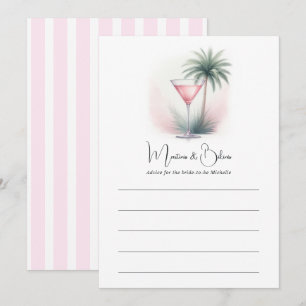 Roze Martinis & Bikinis Bruidsfeestje Advieskaart