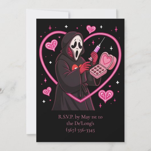 Roze Masker Halloween-feest Kaart (Achterkant)