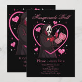 Roze Masker Halloween-feest Kaart (Voorkant / Achterkant)