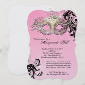 Roze Maskerade Bal Masker Kostuum Halloween Onderd Kaart (Voorkant / Achterkant)