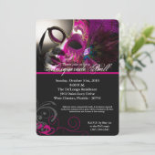 Roze Maskerade Bal Masker Kostuum Halloween Onderd Kaart (Staand voorkant)