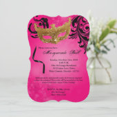 Roze Maskerade Bal Masker Kostuum Halloween Onderd Kaart (Staand voorkant)