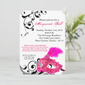 Roze Maskerade Bal Masker Kostuum Halloween Onderd Kaart (Staand voorkant)