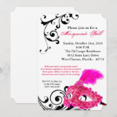 Roze Maskerade Bal Masker Kostuum Halloween Onderd Kaart (Voorkant / Achterkant)