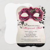 Roze Maskerade Bal Masker Kostuum Halloween Onderd Kaart (Voorkant / Achterkant)