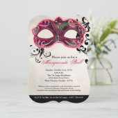 Roze Maskerade Bal Masker Kostuum Halloween Onderd Kaart (Staand voorkant)