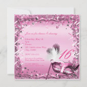 Roze Maskerade Masker Elegant Bal Feest Kaart (Achterkant)