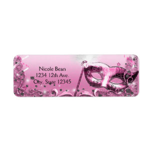Roze Maskerade Masker Elegant Ball Party Etiket