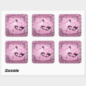 Roze Maskerade Masker Elegant Ball Party Vierkante Sticker (Vel)
