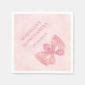 Roze Maskerade Masker Elegante Quinceanera Servet (Voorkant)