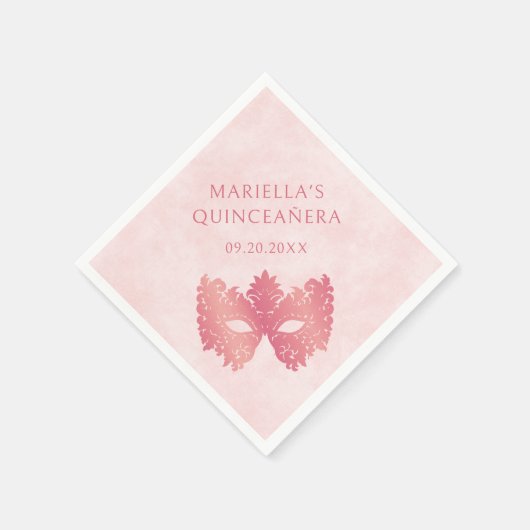 Roze Maskerade Masker Elegante Quinceanera Servet (Hoek)