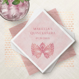 Roze Maskerade Masker Elegante Quinceanera Servet