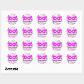 Roze Maskerade Verjaardag Ronde Sticker (Vel)