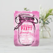 Roze Mason Jar Bachelorette Party Kaart (Staand voorkant)