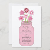 Roze Mason Jar Bloemen Bruiloft Uitnodiging (Voorkant)
