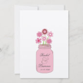 Roze Mason Jar Bloemen Bruiloft Uitnodiging (Achterkant)