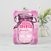 Roze Mason Jar Bridal Shower-uitnodigingen Kaart (Staand voorkant)