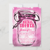 Roze Mason Jar Bridal Shower-uitnodigingen Kaart (Voorkant)
