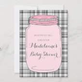 Roze Mason Jar Custom Baby Shower-uitnodigingen Kaart (Voorkant)