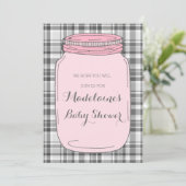 Roze Mason Jar Custom Baby Shower-uitnodigingen Kaart (Staand voorkant)