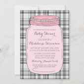 Roze Mason Jar Custom Baby Shower-uitnodigingen Kaart (Achterkant)