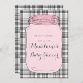Roze Mason Jar Custom Baby Shower-uitnodigingen Kaart (Voorkant / Achterkant)