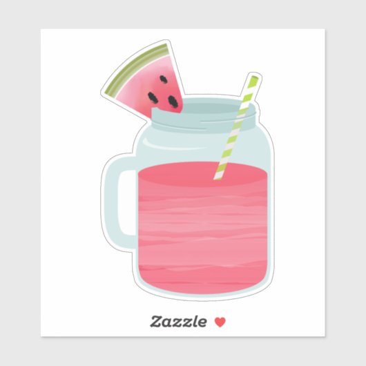 Roze Mason Jar Watermeloen Lemonade Drink Sticker (Vel)