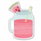 Roze Mason Jar Watermeloen Lemonade Drink Sticker (Voorkant)