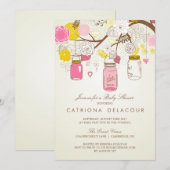  Roze Mason Jars Baby shower Uitnodiging (Voorkant / Achterkant)