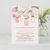 roze Mason Jars Bridal Shower Kaart (Staand voorkant)