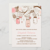 roze Mason Jars Bridal Shower Kaart (Voorkant / Achterkant)