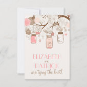  Roze Mason Jars en Flowers RSVP-kaart RSVP Kaartje (Achterkant)