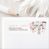 Roze Mason Jars & Tortelduifjes Weddenschap Etiket (Insitu)