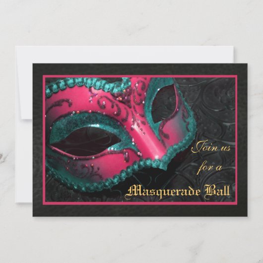 Roze Masquerade Ball Halloween uitnodiging (Voorkant)