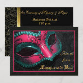 Roze Masquerade Ball Halloween uitnodiging (Voorkant / Achterkant)