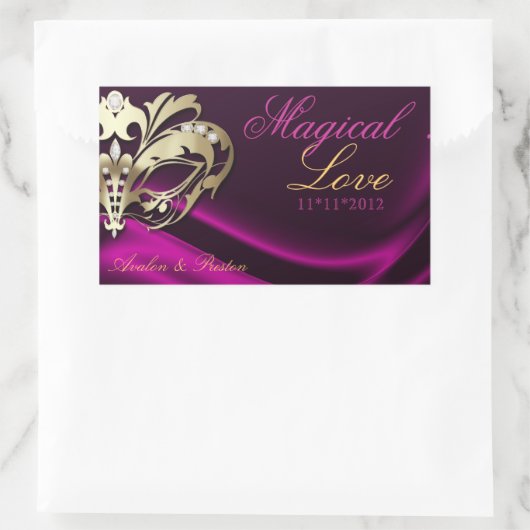 Roze Masquerade Goud Snoep Buffet Sticker (Tas)