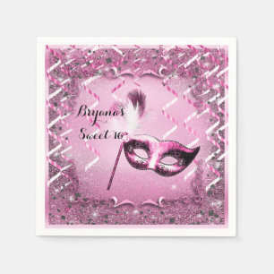 Roze Masquerade Masker Elegant Bal Feest Servetten