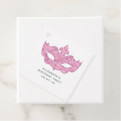  roze Masquerade Masker en Damask Bedankjes Labels (In situ)