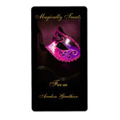 Roze Masquerade Masker Halloween Baking Label (Voorkant)