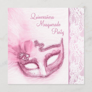 roze Masquerade Party Kaart