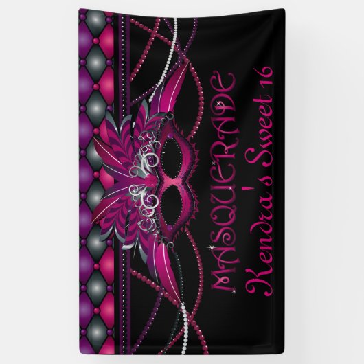 Roze, Masquerade Party Spandoek (Verticaal)