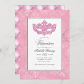 Roze Masquerade Quinceañera Kaart (Voorkant / Achterkant)