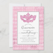  roze Masquerade Quinceañera Kaart (Voorkant)