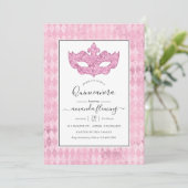  roze Masquerade Quinceañera Kaart (Staand voorkant)