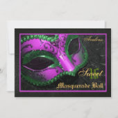Roze Masquerade Sweet 16 Party Invitation Kaart (Voorkant)