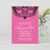 Roze Masquerade-uitnodigingen Kaart (Staand voorkant)