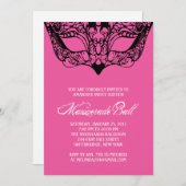 Roze Masquerade-uitnodigingen Kaart (Voorkant / Achterkant)